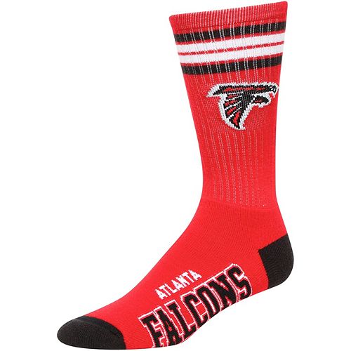 Men's For Bare Feet Atlanta Falcons Reverse 4 Stripe Deuce Crew Socks