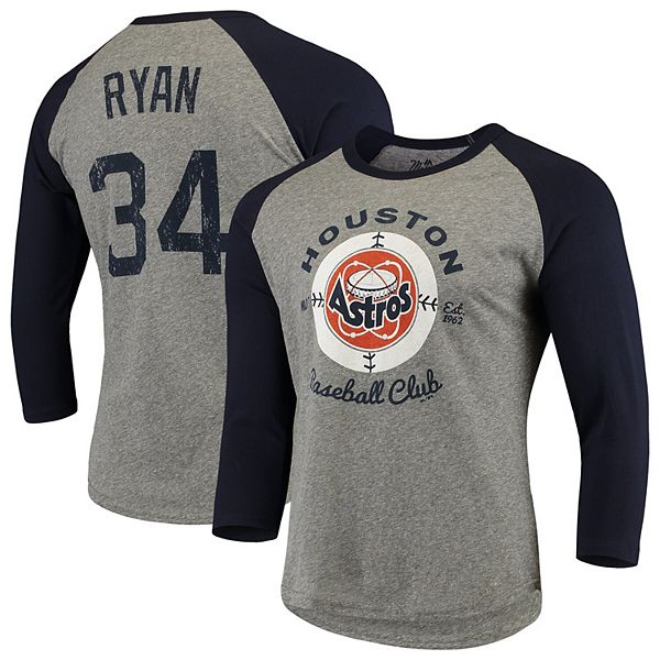 Nolan Ryan Houston Astros Majestic Threads Cooperstown Collection Name &  Number Tri-Blend 3/4-Sleeve T-Shirt - Gray/Navy