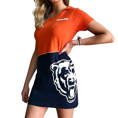 Women's Refried Apparel Orange/Navy Chicago Bears Sustainable Hooded Mini Dress