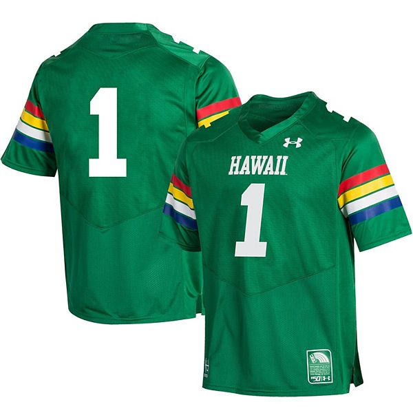 Large Under Armour NCAA Hawaii Rainbow Warriors Childrens Official Sideline Jersey Dark Green