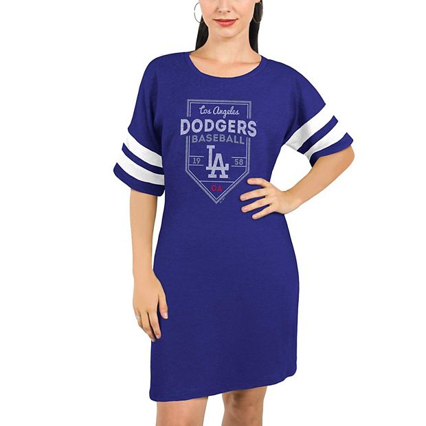 Los Angeles Dodgers Majestic Threads Women's Tri-Blend Short Sleeve T-Shirt  Dress - Royal
