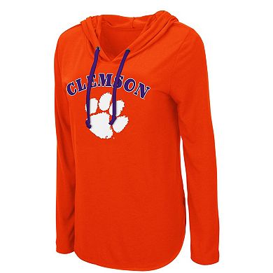 Women's Colosseum Orange Clemson Tigers My Lover Lightweight Hooded Long Sleeve T-Shirt