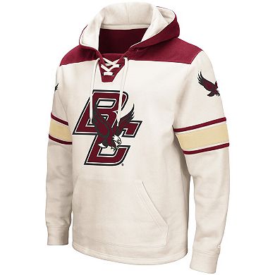 Men's Colosseum Cream Boston College Eagles 2.0 Lace-Up Pullover Hoodie
