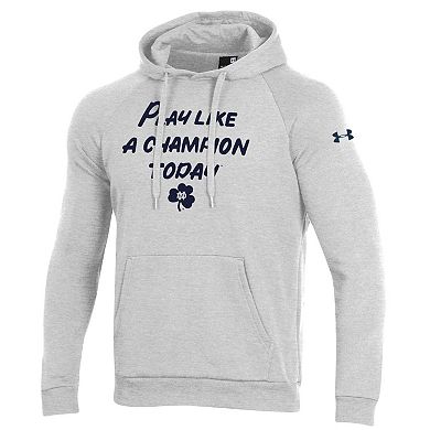 Men's Under Armour Gray Notre Dame Fighting Irish Play Like A Champion Today All Day Raglan Fleece Hoodie