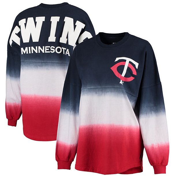 Women's Navy Minnesota Twins Oversized Long Sleeve Ombre Spirit Jersey T- Shirt