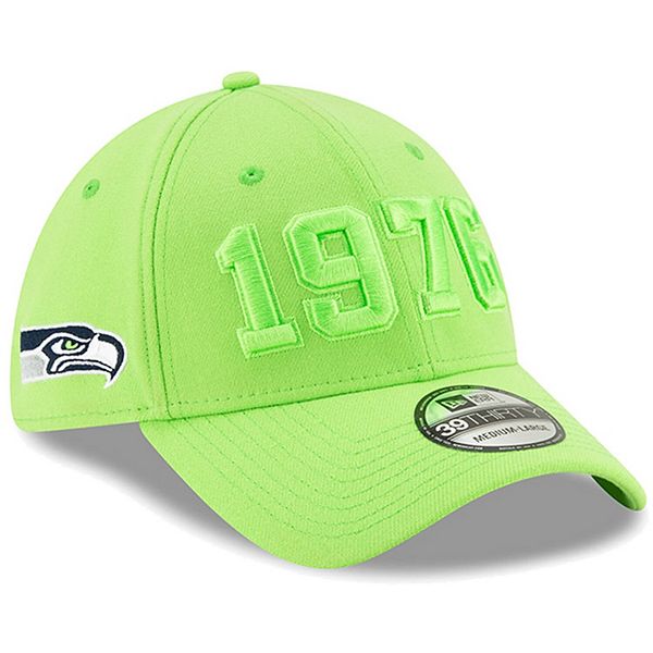 Men S New Era Neon Green Seattle Seahawks 2019 Nfl Sideline Color Rush 39thirty Flex Hat