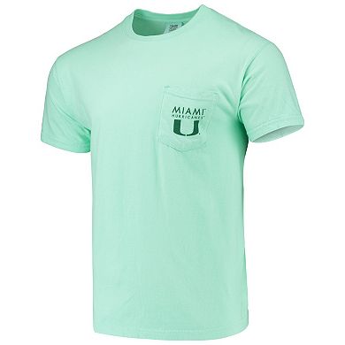 Men's Mint Green Miami Hurricanes Circle Scene Comfort Colors Pocket T-Shirt