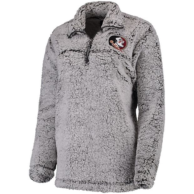 Women's Gray Buffalo Bills Sherpa Quarter-Zip Pullover Jacket