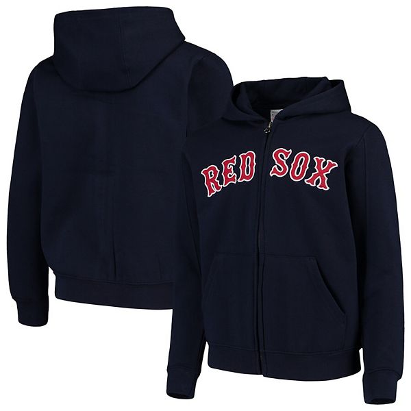 Youth Navy Boston Red Sox Team Color Wordmark Full-Zip Hoodie