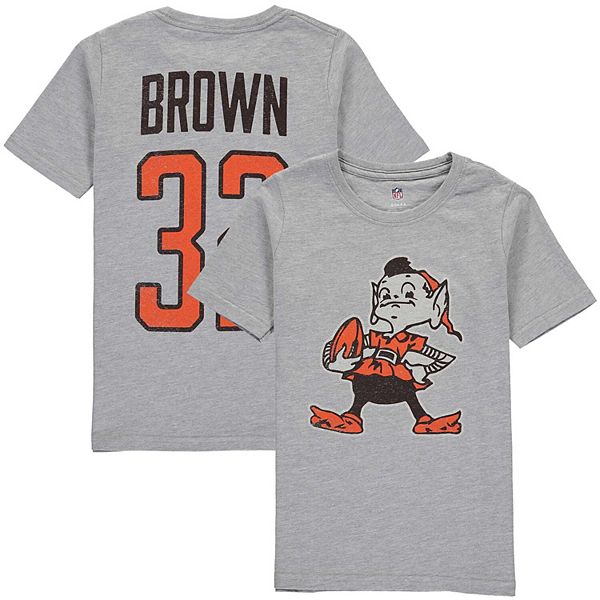 Youth Jim Brown Heathered Gray Cleveland Browns Retired Player Vintage Name  & Number T-Shirt