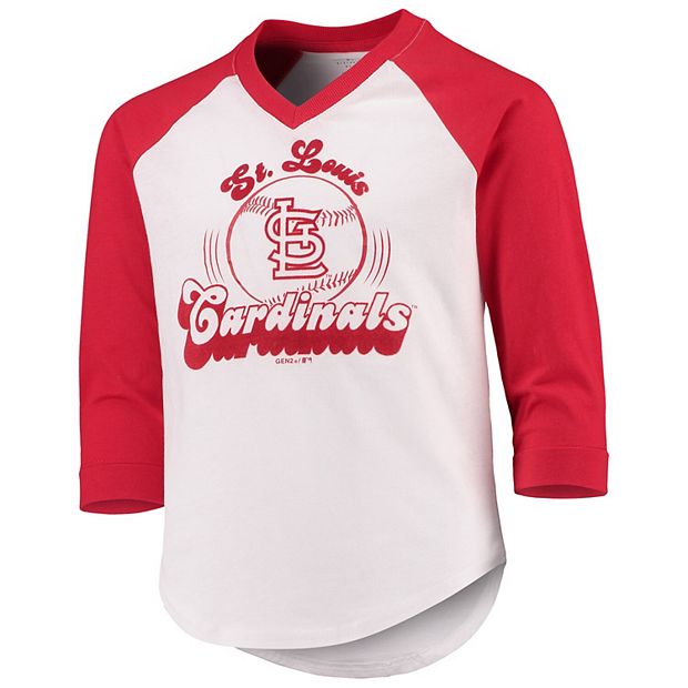Girls Youth White/Red St. Louis Cardinals Tradition Raglan 3/4