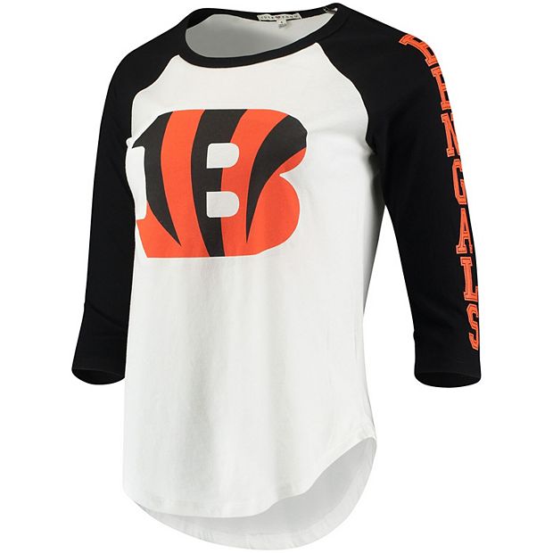 Women's Junk Food White/Black Cincinnati Bengals Vintage 3/4-Sleeve Raglan  T-Shirt