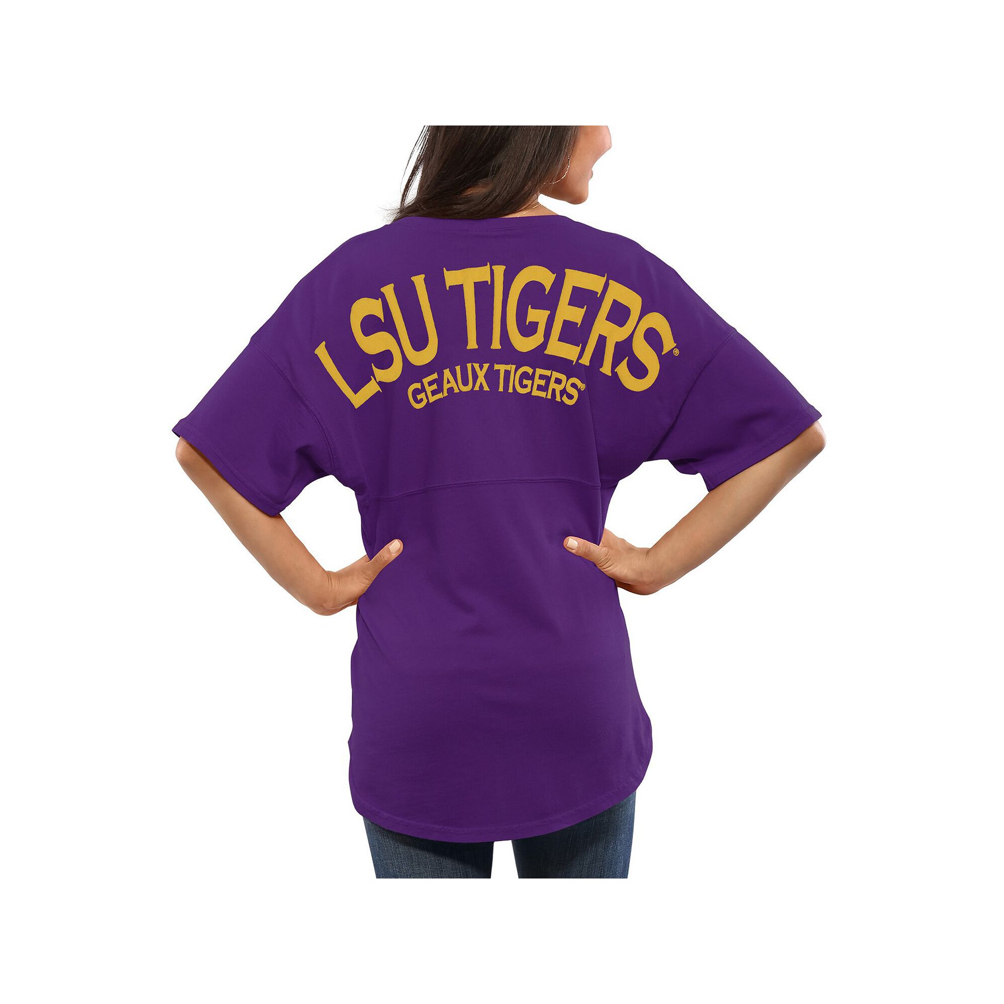 Womens Purple LSU Tigers Spirit Jersey Oversized T-Shirt, Size: XS