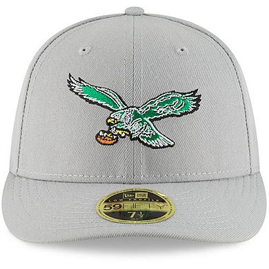 Men's New Era Gray Philadelphia Eagles Omaha Throwback Low Profile 59FIFTY Fitted Hat