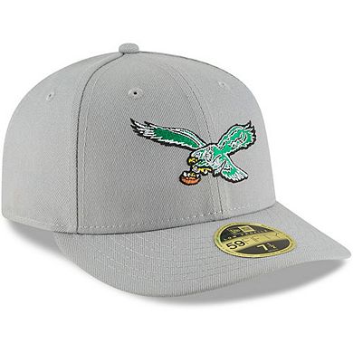 Men's New Era Gray Philadelphia Eagles Omaha Throwback Low Profile 59FIFTY Fitted Hat