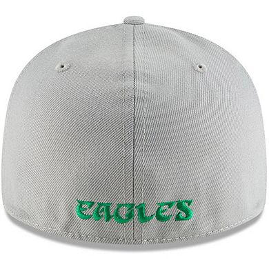 Men's New Era Gray Philadelphia Eagles Omaha Throwback Low Profile 59FIFTY Fitted Hat