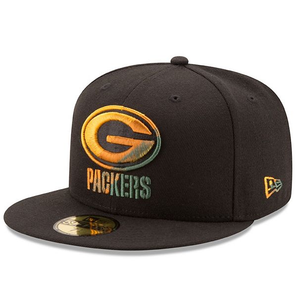 Men's New Era Black Green Bay Packers Color Dim 59FIFTY Fitted Hat