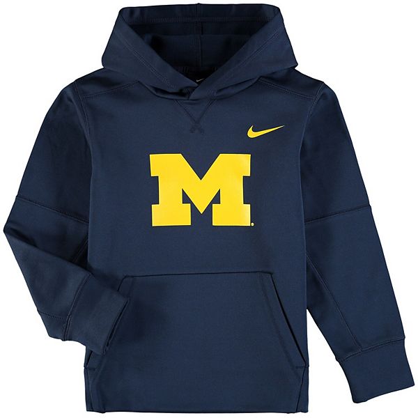 Youth Nike Navy Michigan Wolverines Logo KO Pullover Performance