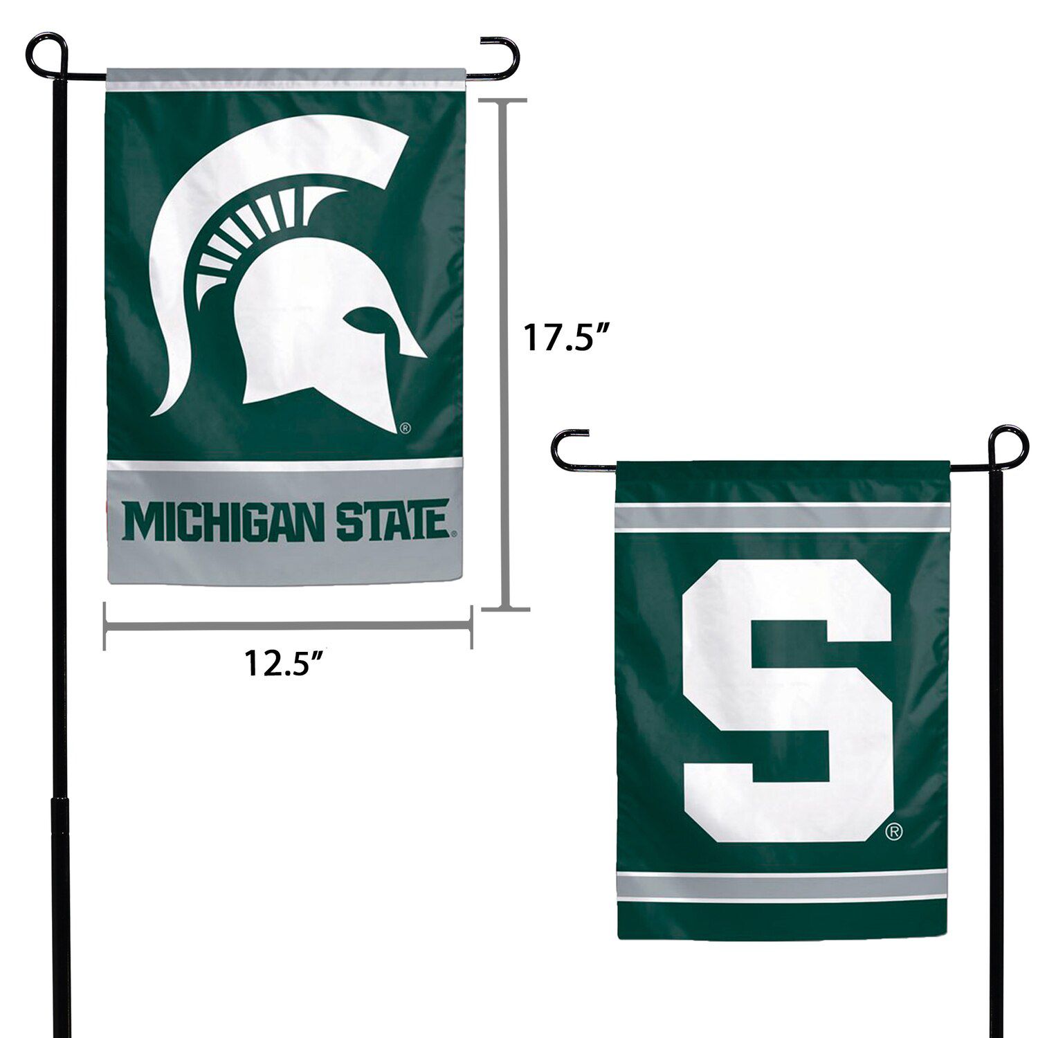 NCAA Michigan State Spartans Double Sided Garden Flag - 18x12 Inch, Team Logo & Established Year - View #12