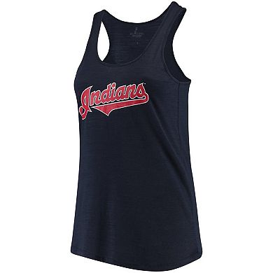 Women's Soft as a Grape Navy Cleveland Indians Plus Size Swing for the Fences Primary Logo Racerback Tank Top