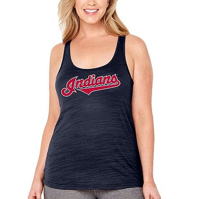 Women's Soft as a Grape Navy Cleveland Indians Plus Size Swing for the Fences Primary Logo Racerback Tank Top