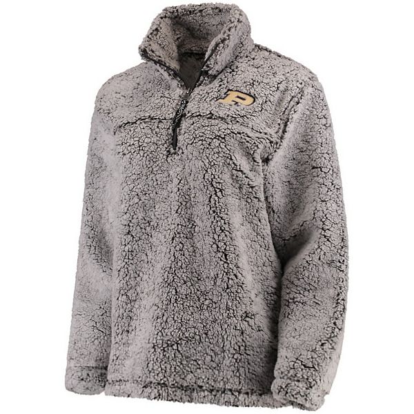 Women's Gray Purdue Boilermakers Sherpa Super Soft Quarter-Zip Pullover ...