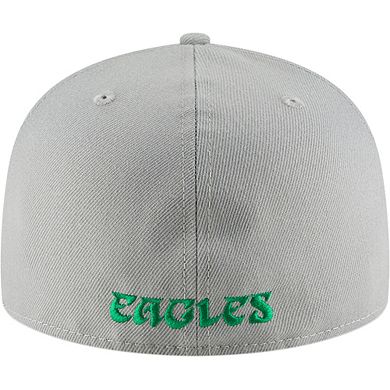 Men's New Era Gray Philadelphia Eagles Omaha Throwback 59FIFTY Fitted Hat