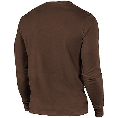 Cleveland Browns Majestic Threads Lockup Tri-Blend Long Sleeve T-Shirt - Brown