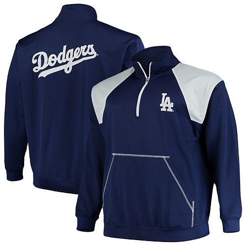 Men S Majestic Royal White Los Angeles Dodgers Big Tall Quarter Zip Two Tone Pullover Jacket