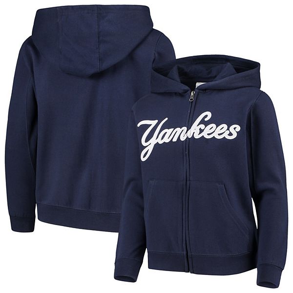 Youth Navy New York Yankees Team Color Wordmark Full-Zip Hoodie