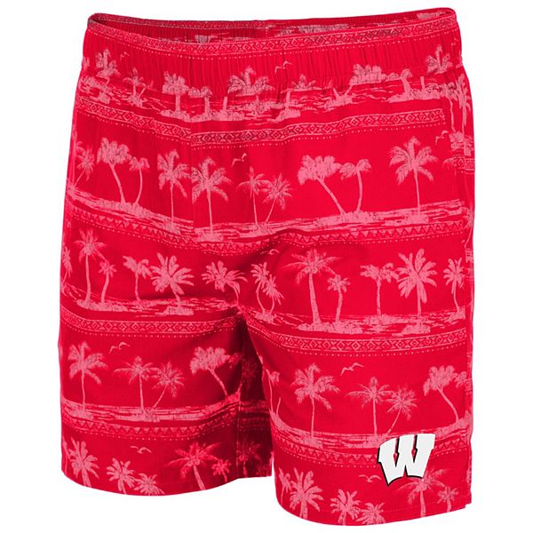 Men's Colosseum Red Wisconsin Badgers Maui Swim Shorts