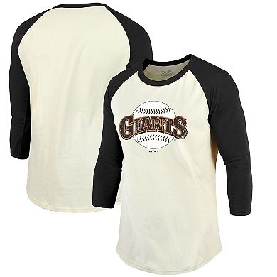 Men's Majestic Threads Cream/Black San Francisco Giants Cooperstown Collection Raglan 3/4-Sleeve T-Shirt
