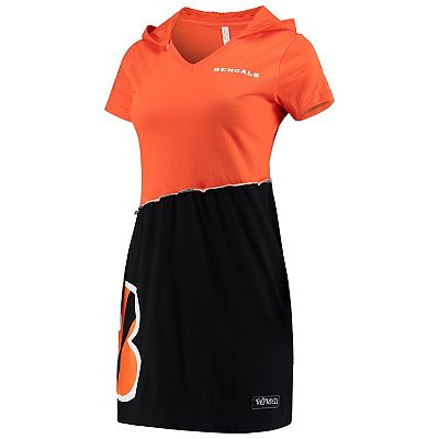 Women s Refried Apparel Orange Black Cincinnati Bengals Sustainable Hooded Mini Dress