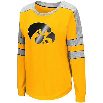 Women's Colosseum Gold Iowa Hawkeyes Trey Dolman Long Sleeve T-Shirt