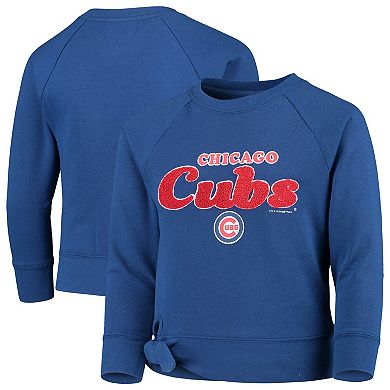 Girls Youth New Era Royal Chicago Cubs Side-Tie Pullover Sweatshirt