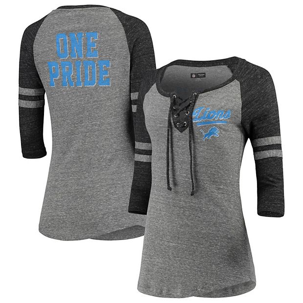 Women's Heathered Gray Detroit Lions Big Role Raglan Pullover