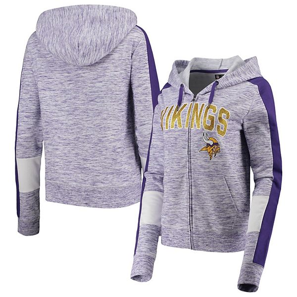 New Era Women's Minnesota Vikings Purple Raw Edge Cropped Hoodie