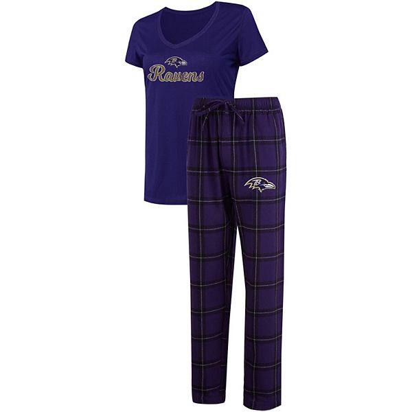 Women's Concepts Sport Purple/Black Baltimore Ravens Arctic T-Shirt & Flannel Pants Sleep Set Size: Extra Large