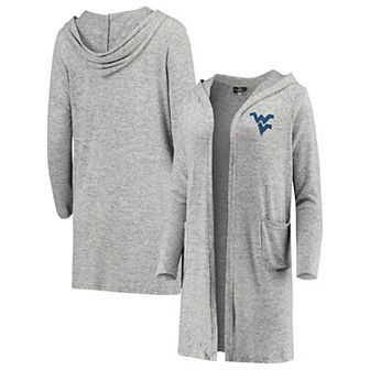 Women's Heathered Gray West Virginia Mountaineers Cuddle Soft Duster Tri-Blend Hooded Cardigan