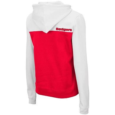 Women's Colosseum White/Red Wisconsin Badgers Aidan Lightweight Half-Zip Hoodie