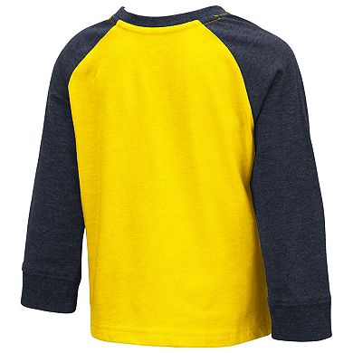 Toddler Colosseum Heathered Maize Michigan Wolverines Long Sleeve Raglan T-Shirt