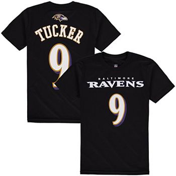 Youth Justin Tucker Black Baltimore Ravens Mainliner Name & Number T-Shirt