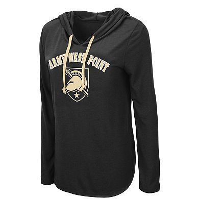 Women's Colosseum Black Army Black Knights My Lover Lightweight Hooded Long Sleeve T-Shirt