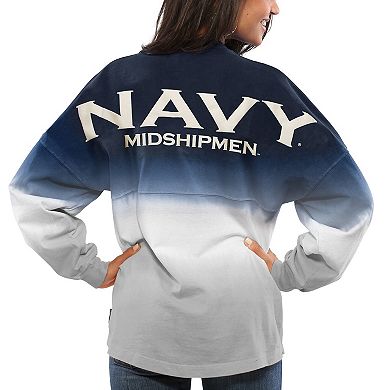 Women's Navy Navy Midshipmen Ombre Long Sleeve Dip-Dyed Spirit Jersey