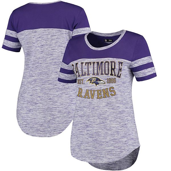 New Era Women's Baltimore Ravens Space Dye Glitter Purple T-Shirt