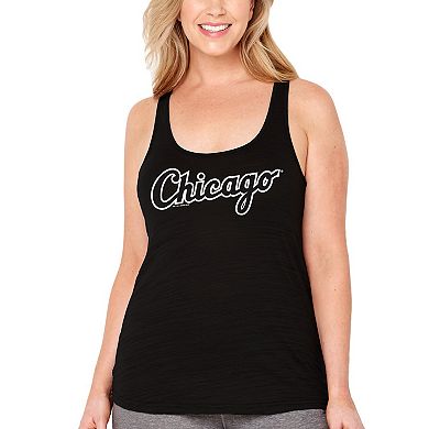 Women's Soft as a Grape Black Chicago White Sox Plus Size Swing for the Fences Racerback Tank Top