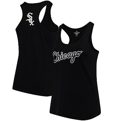 Women's Soft as a Grape Black Chicago White Sox Plus Size Swing for the Fences Racerback Tank Top