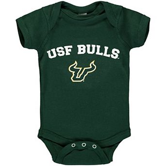 Infant Green South Florida Bulls Arch & Logo Bodysuit