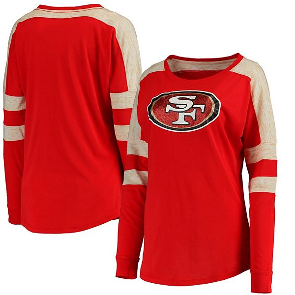 New Era Women's San Francisco 49ers Space Dye Glitter Red T-Shirt