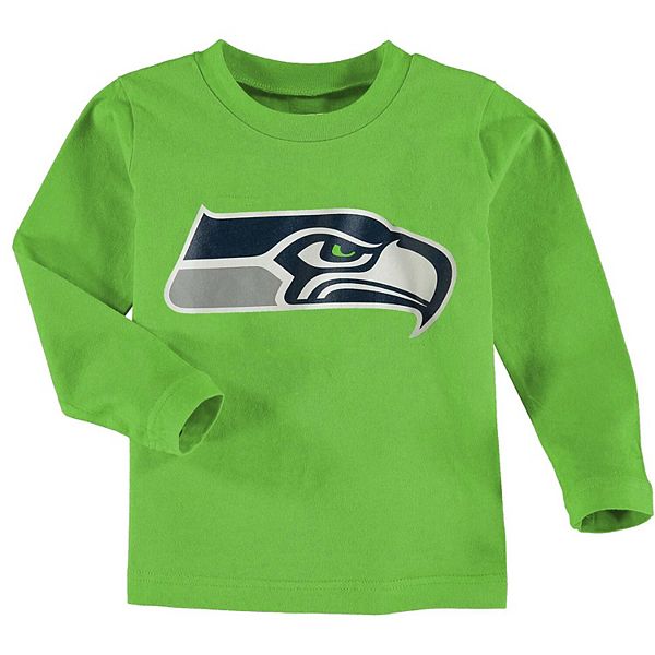Toddler Neon Green Seattle Seahawks Team Logo Long Sleeve T-Shirt